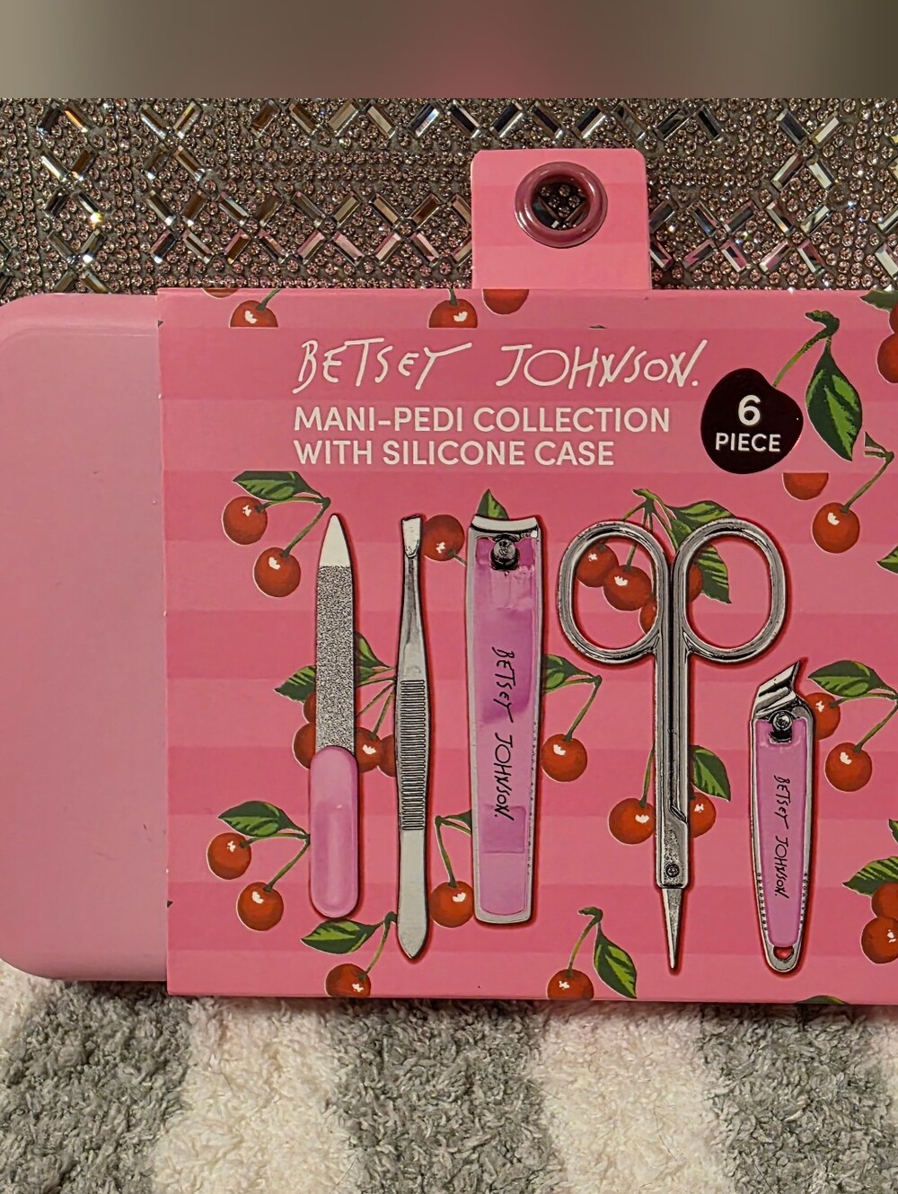 Betsey Johnson Pink Cherry Mani-Pedi 6-Piece Set